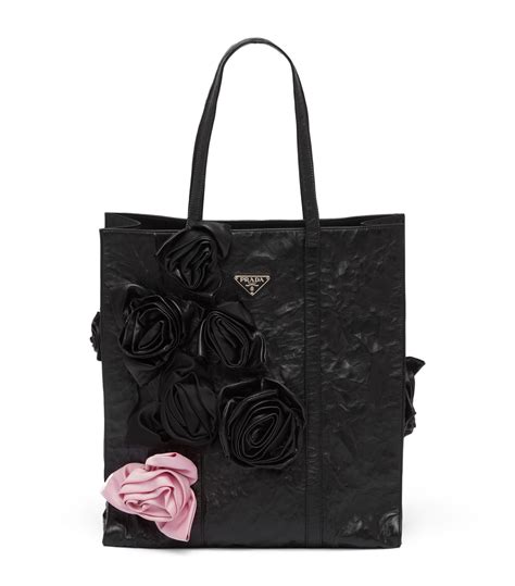 prada leather trimmed floral tote bag|Prada tote bag saffiano.